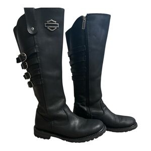 Harley-Davidson® Women's Josi 15" Black Leather Motorcycle Boots. D87038 sz 8